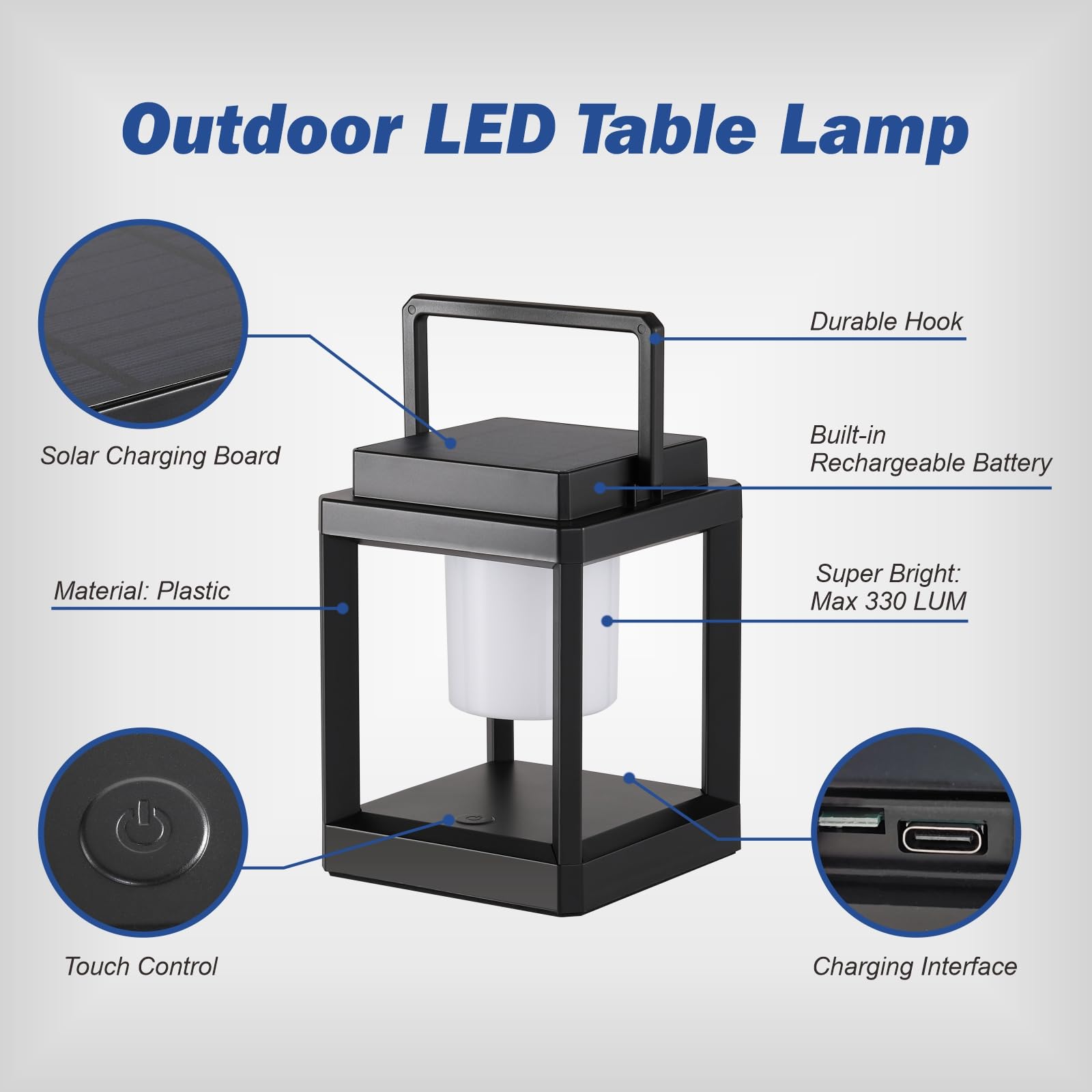 Lampe de Table solaire LED en forme de lanterne solaire, étanche, Portable et pratique, pour l'extérieur, pour le Camping 