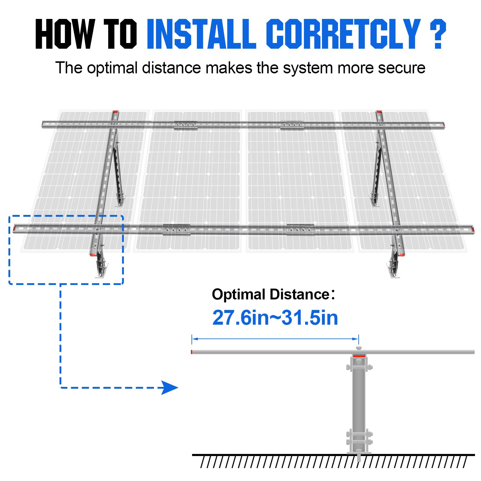 Système de Kit de supports de montage de panneaux solaires multi-pièces, réglables et étanches, respectueux de l'environnement, pour panneaux solaires 1 à 4 pièces