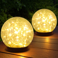 Petite lampe solaire décorative en verre, lumière blanche chaude, blanche et colorée, de forme ronde, pour l'extérieur et l'intérieur, pour jardin et cour